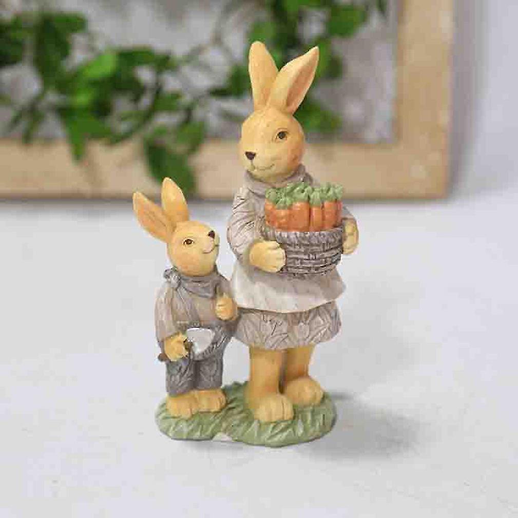 Rabbit Mother And Child Figurine Sculpture Statue For Home Desktop Decoration Handicraft Bookshelf Ornaments