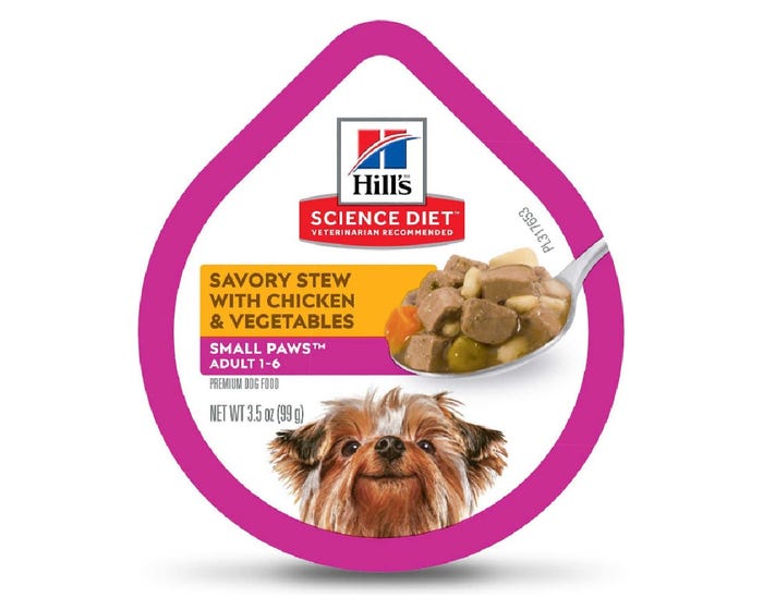 Hills® Science Diet® Adult Small and Toy Breed Savory Stew Chicken and Vegetables Dog Food， 3.5 oz. Tray