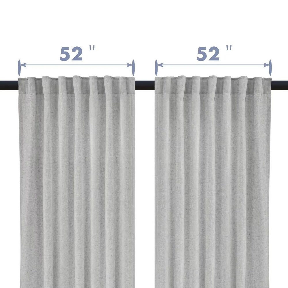 Linen Blend Back Tab Semi Sheer Curtain Pair(Set of 2)