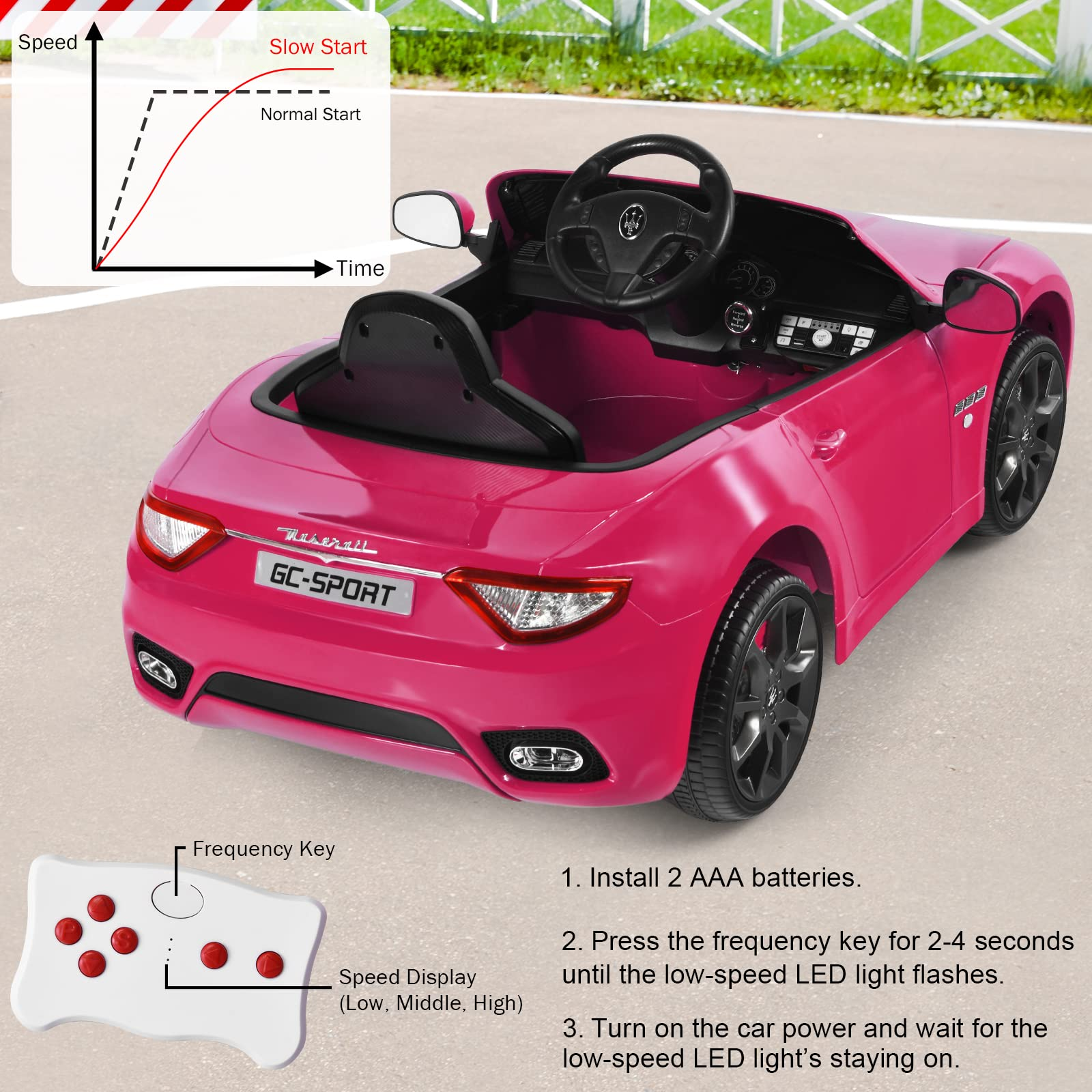 Costzon Ride on Car, 12V Licensed Maserati GranCabio Battery Powered Vehicle w/ Remote Control