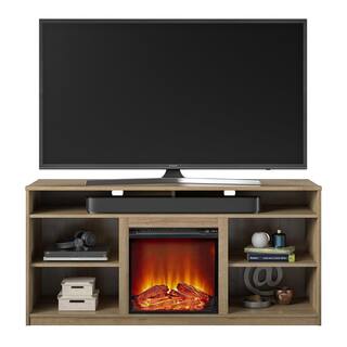 Ameriwood Home 65 in. Mountain Bay Fireplace TV Stand for TVs in Natural DE01561