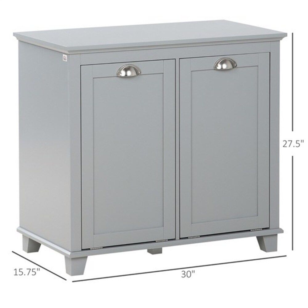 Grey Tilt Out Laundry Sorter Bathroom Storage Cabinet