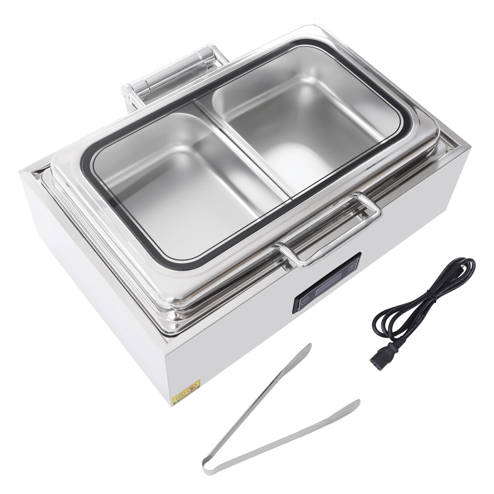 DENEST 9L Electric Chafing Dish Buffet Server Set Chafer 2 Trays for Catering Stainless