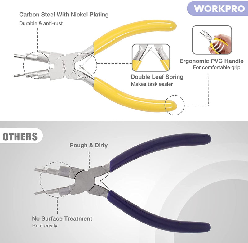 WORKPRO 5 Pieces Jewelry Pliers， Jewelry Tools Includes 6 IN 1 Wire L