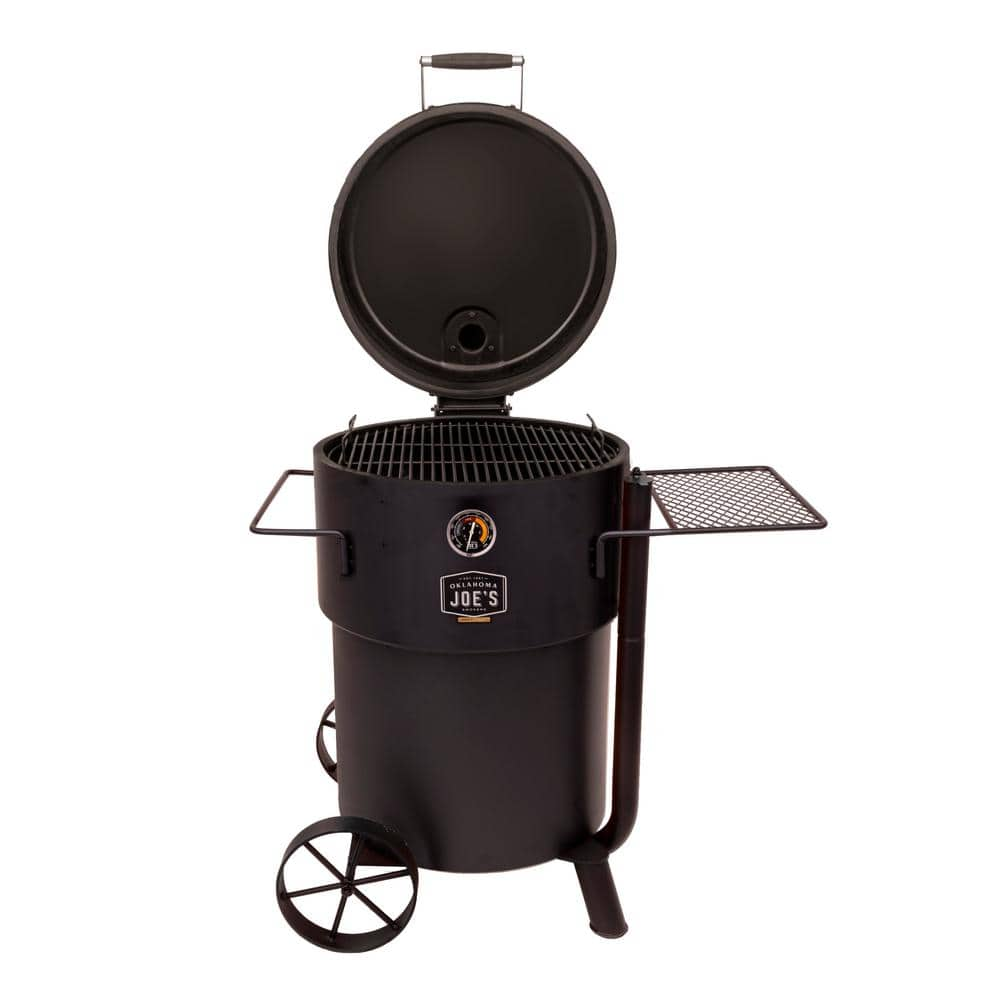 OKLAHOMA JOE'S Bronco Pro Charcoal Drum Smoker and Grill in Black with 366 sq. in. Cooking Space 19202099