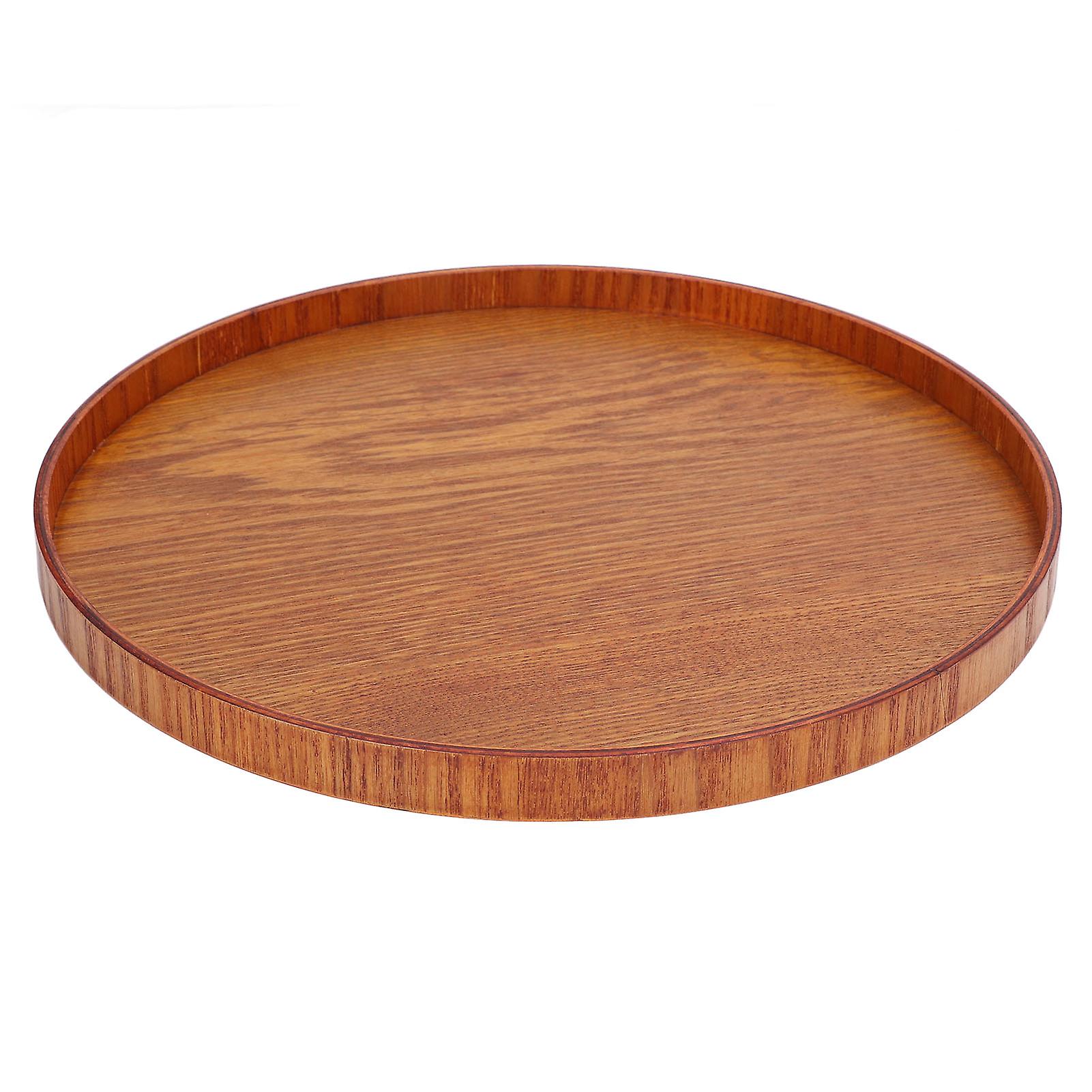 Wood Serving Tray Round Durable Simple Elegant Style Wide Application Glossy Surface Stable Structure Wooden Tray21cm