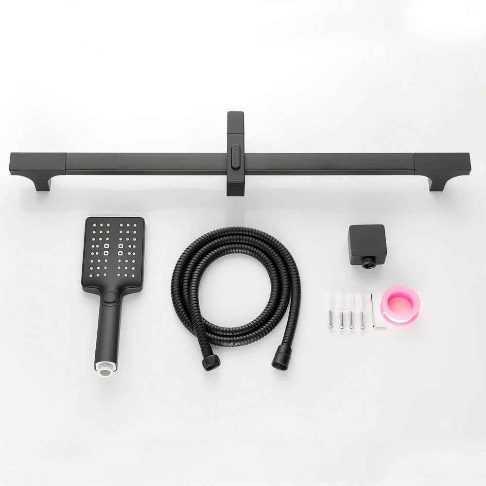 WELLFOR 3-Spray Multi-Function Wall Bar Shower Kit with Hand Shower in Matte Black WA3008MB