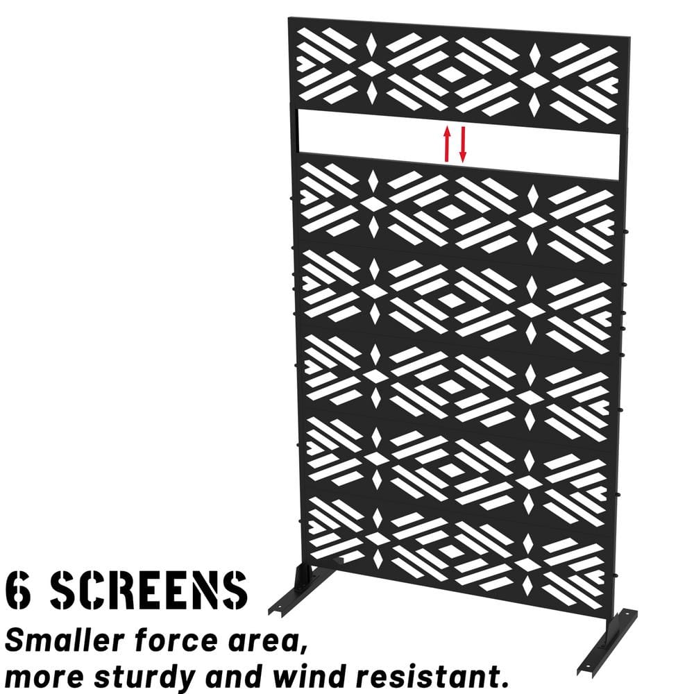 WIAWG Outdoor Privacy Screen and Panels in Black Decorative Metal Garden Fence for Balcony Patio Backyard YLM-AMKF170227-03-c