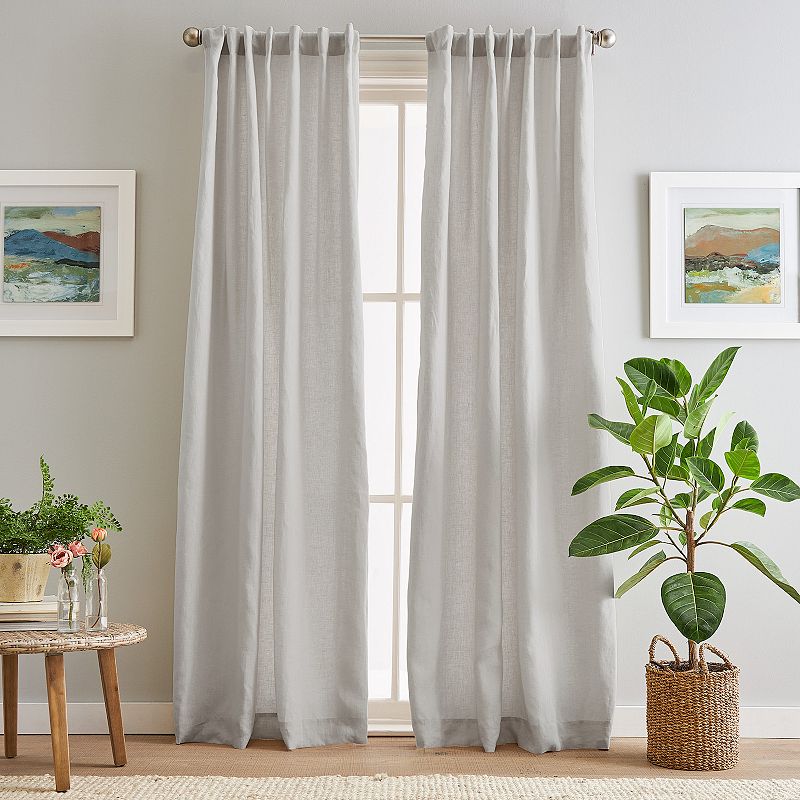 Peri 100% Linen Backtab Lined 2-panel Window Curtain Set