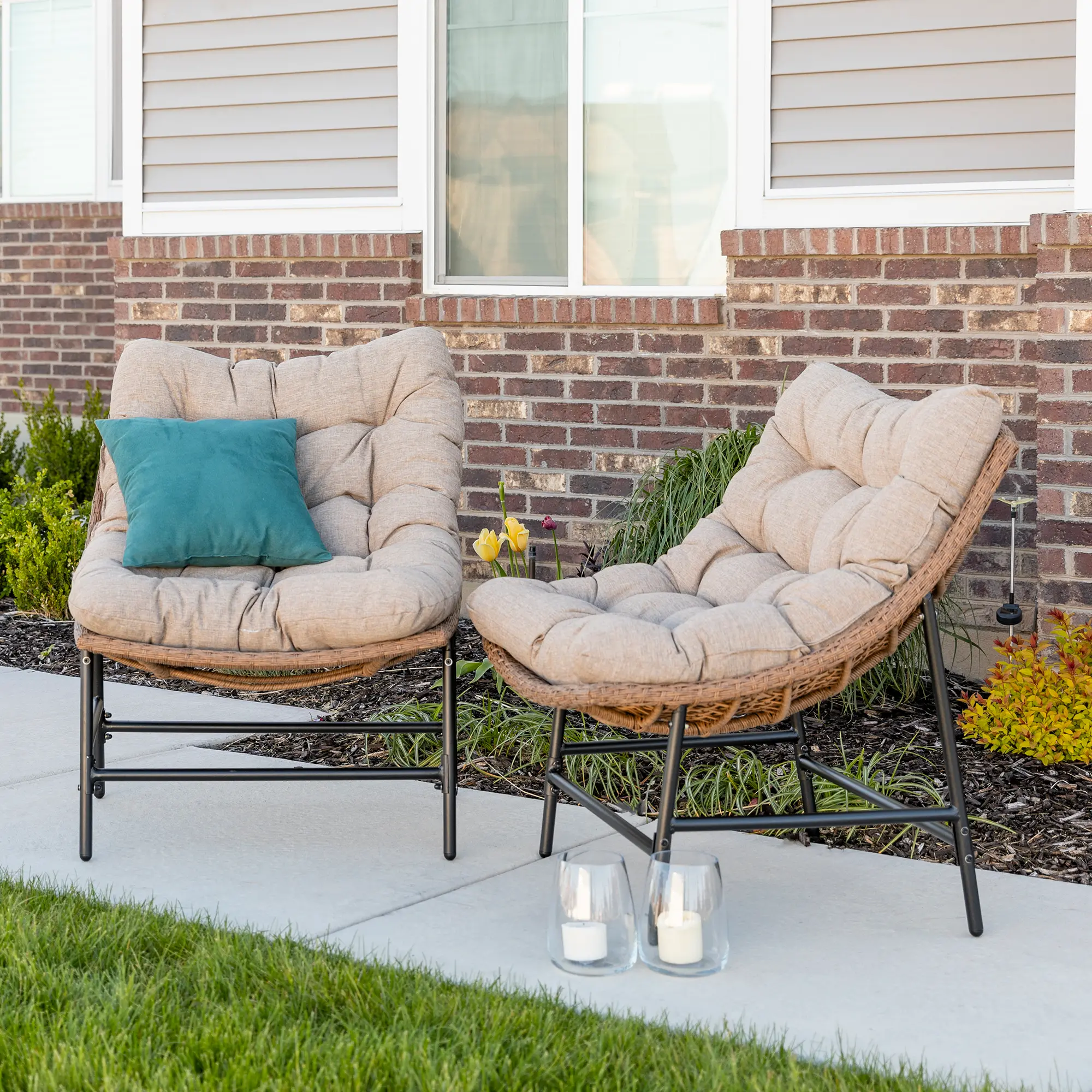 Contemporary Scoop Patio Chair Set - Walker Edison