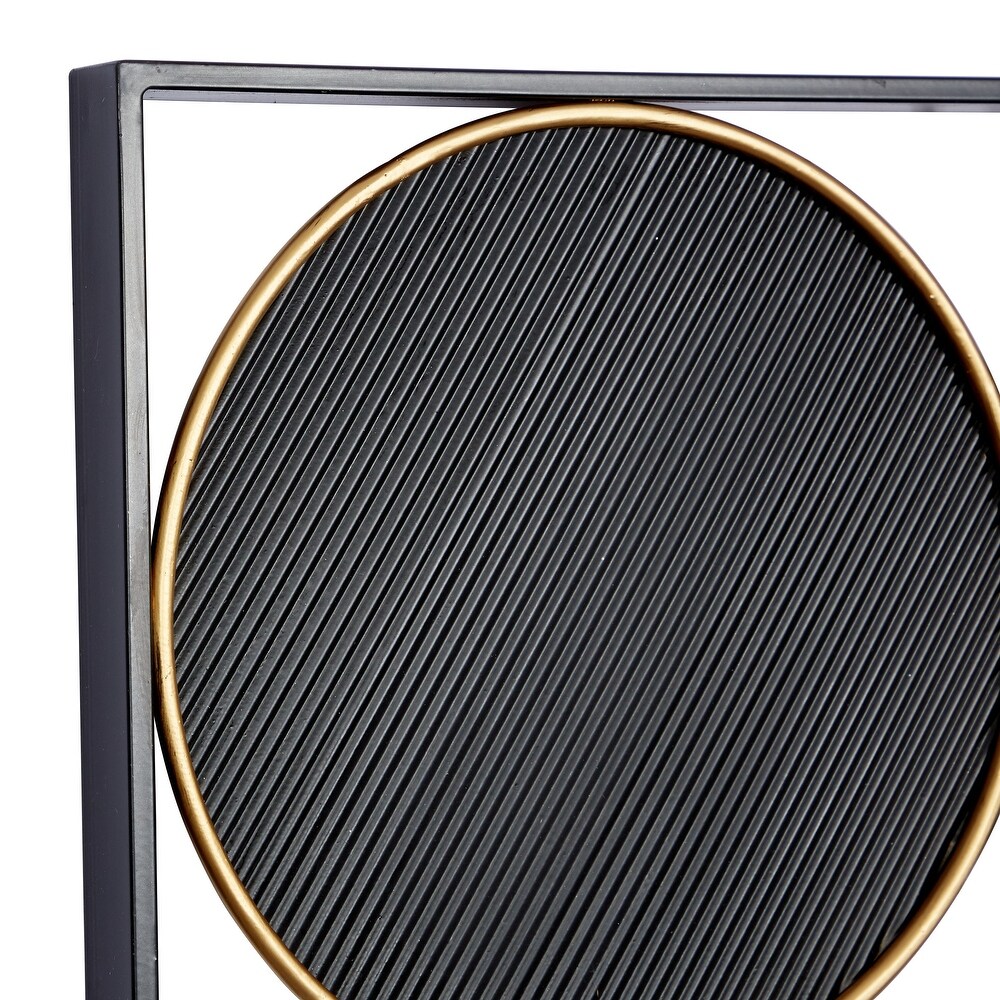 CosmoLiving by Cosmopolitan Black Metal Half Moon Geometric Wall Decor with Gold Detailing