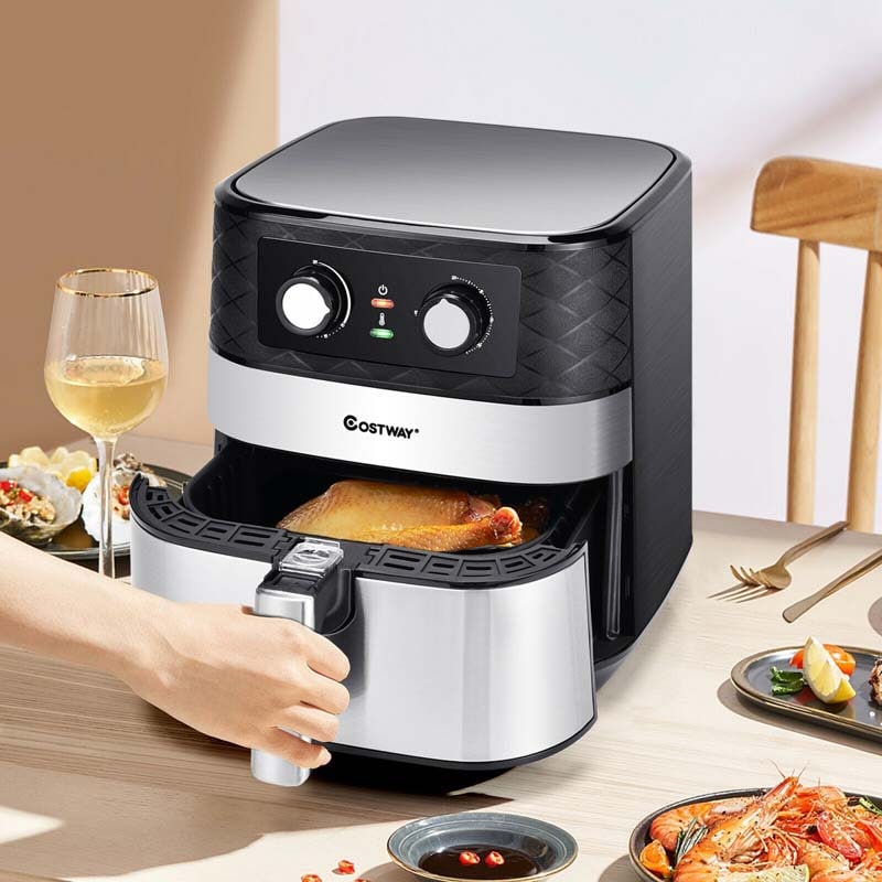 5.3 QT Electric Hot Air Fryer, 1700W Oil-Free Cooker with Timer, Non-Stick Fry Basket