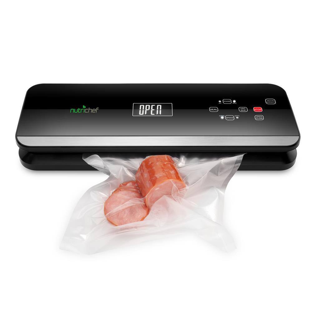 NutriChef White with Soft Touch Digital Button Controls Food Vacuum Sealer Electric Air Sealing Preserver System PKVS40BK