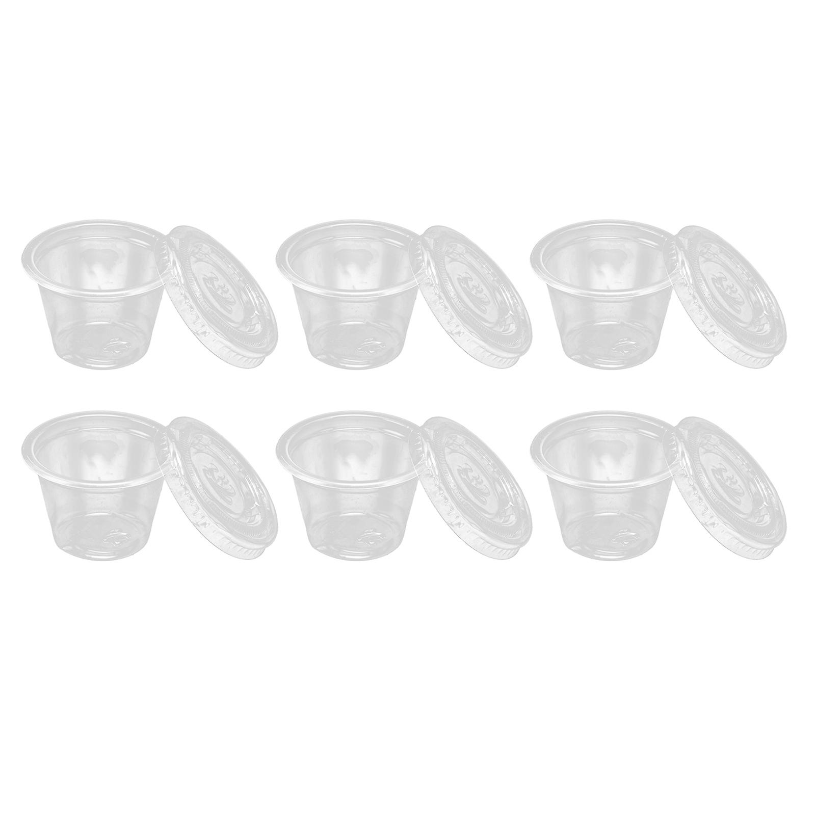 100 Sets Plastic Portion Cups With Lids Transparent Disposable Condiment Container1oz