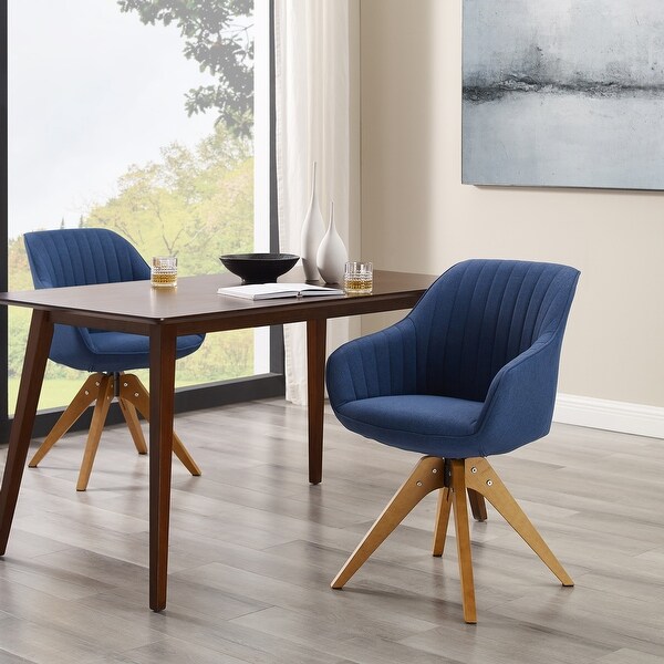 Art Leon Swivel Dining Chairs with Wood Legs (Set of 2)