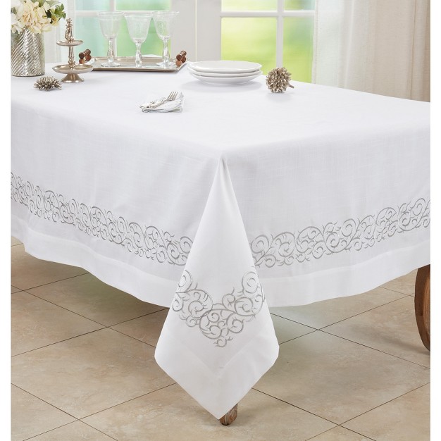 Saro Lifestyle Scroll Tablecloth With Embroidered Design