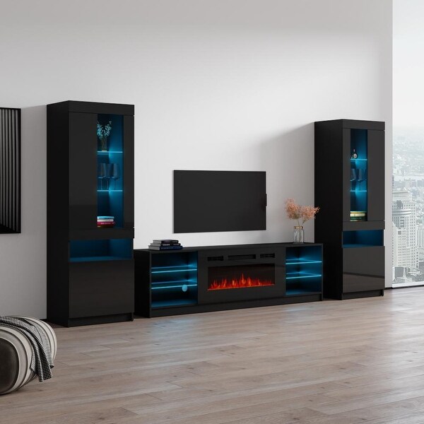 Boston 01 Electric Fireplace Modern Wall Unit Entertainment Center