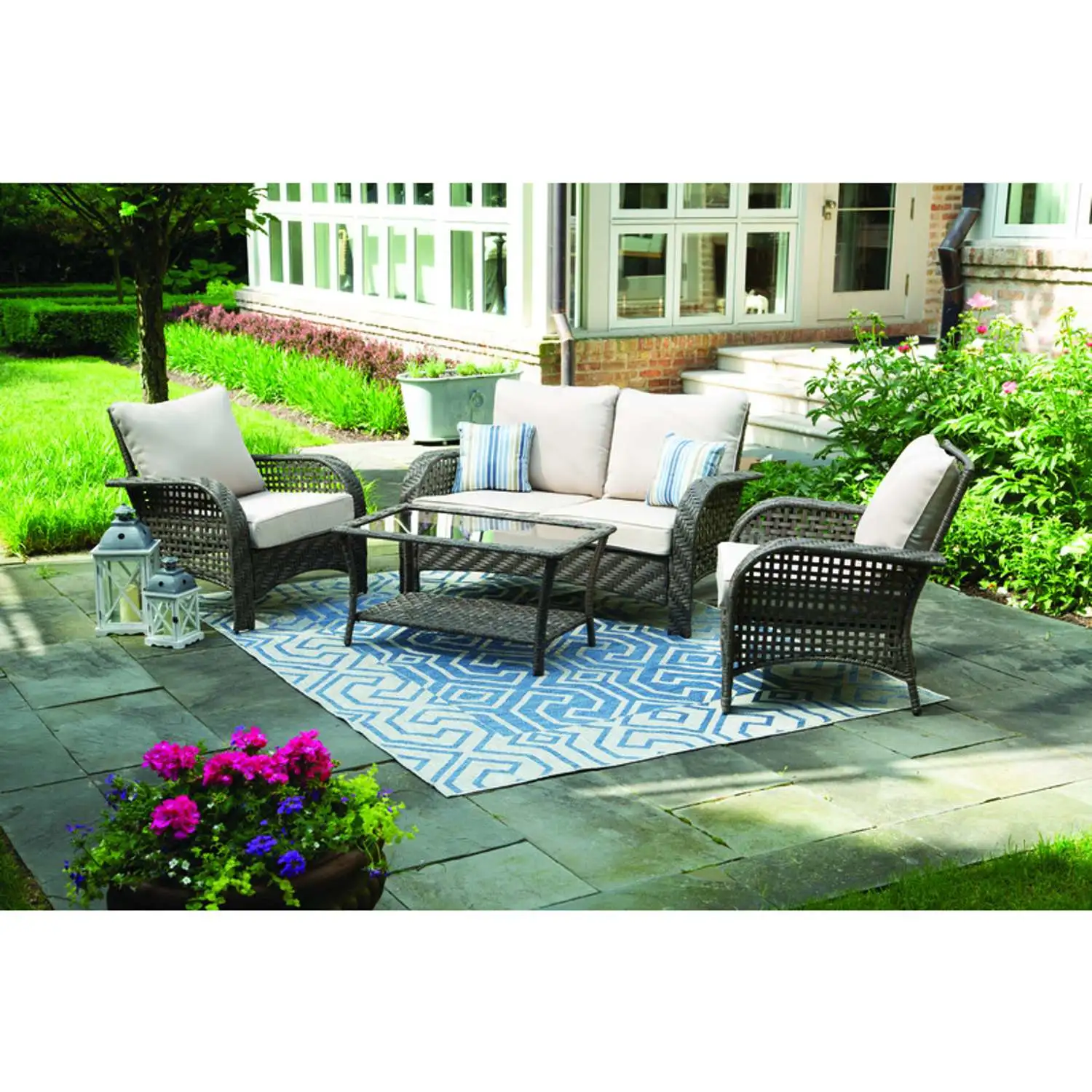 Willow 4 pc Gray Steel Patio Set Beige