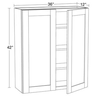 Contractor Express Cabinets Veiled Gray Shaker Assembled Plywood Wall Kitchen Cabinet with Soft Close 36 in. x 42 in. x 12 in. W3642-AVG