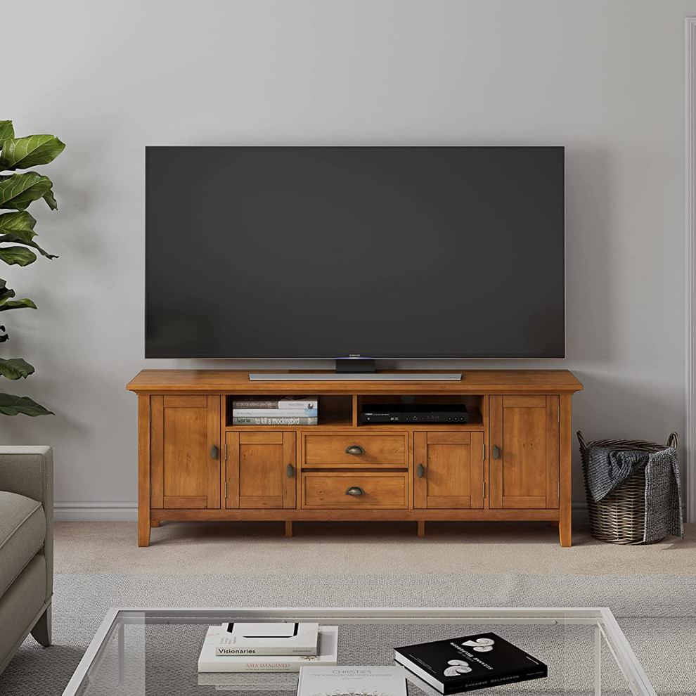 Rustic TV Stand  Molded Crown Edged Top  ampMultiple Cabinets   Farmhouse   Entertainment Centers And Tv Stands   by Decorn  Houzz