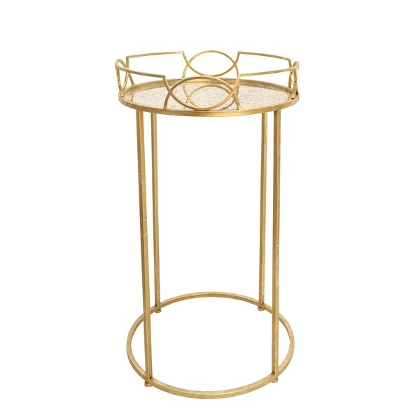 Set of 3 Gold and Clear Distressed Accent End Tables 32