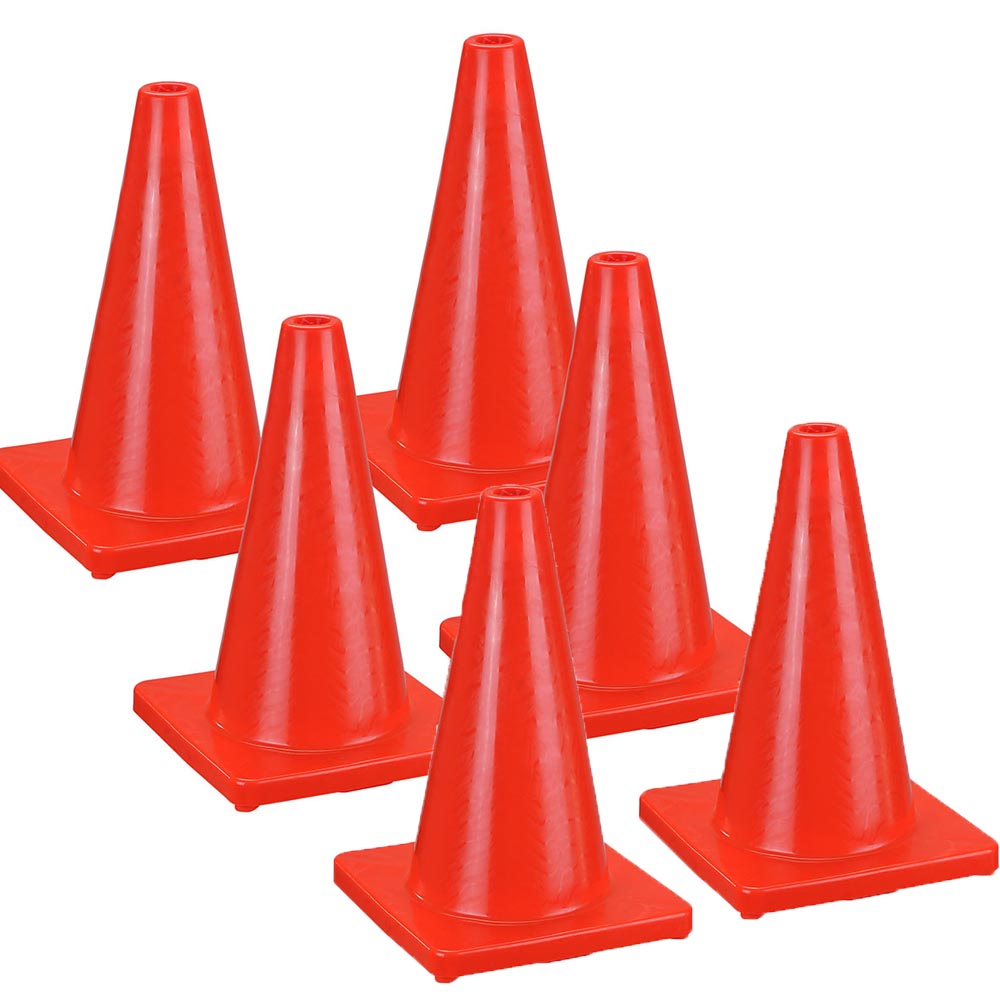 Yescom 6pcs 18-In Road Traffic Safety Cones Fluorescent Red