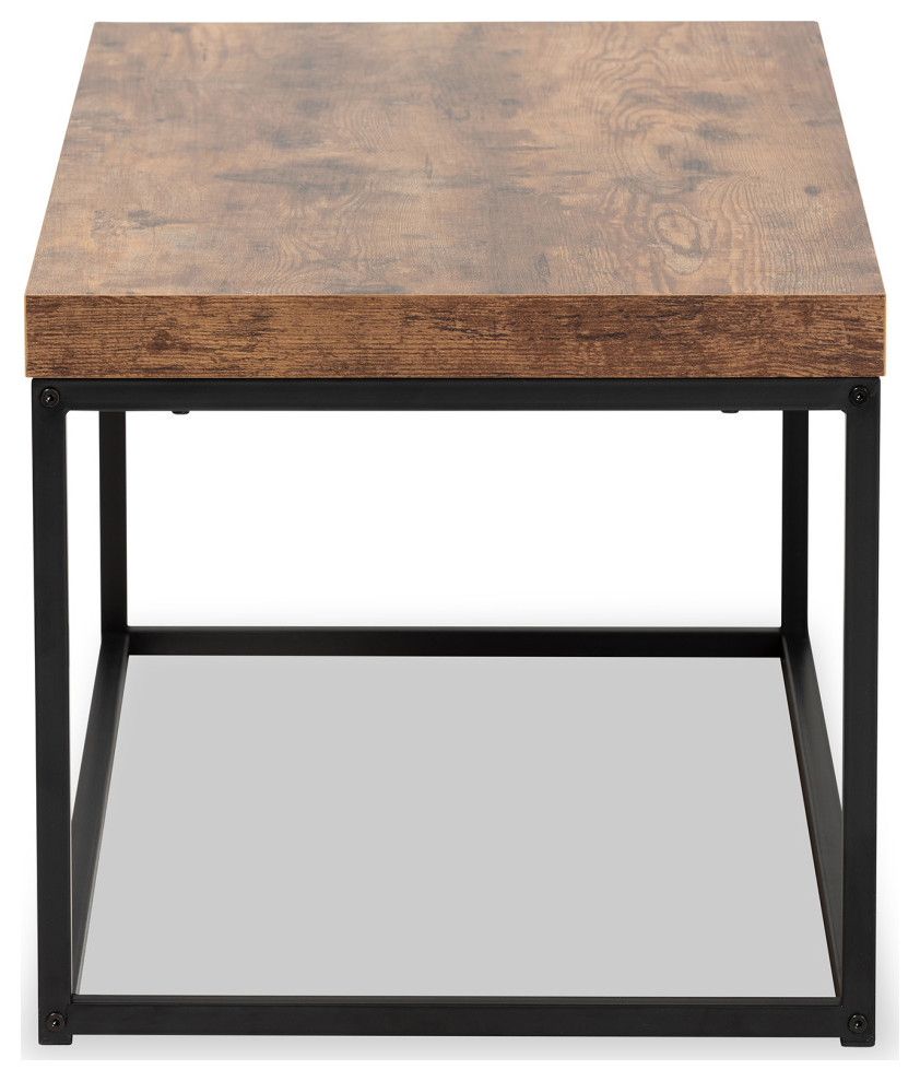 Rey Industrial Walnut Brown Finished Wood and Black Metal   Industrial   Coffee Tables   by Baxton Studio  Houzz