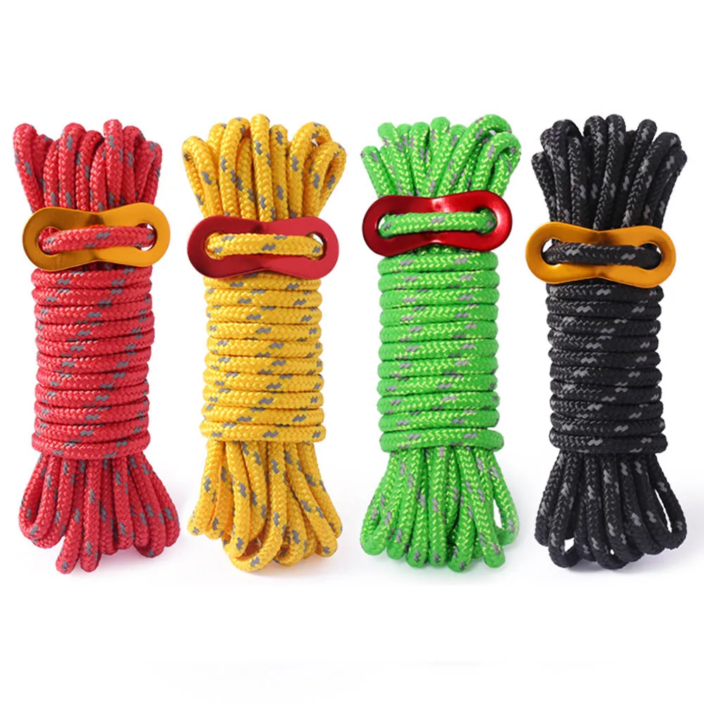 4*4M Reflective Wind Rope with Outdoor Rope Buckle Shelter for The Sun Awning Camping Night Light Noose Tent Rope