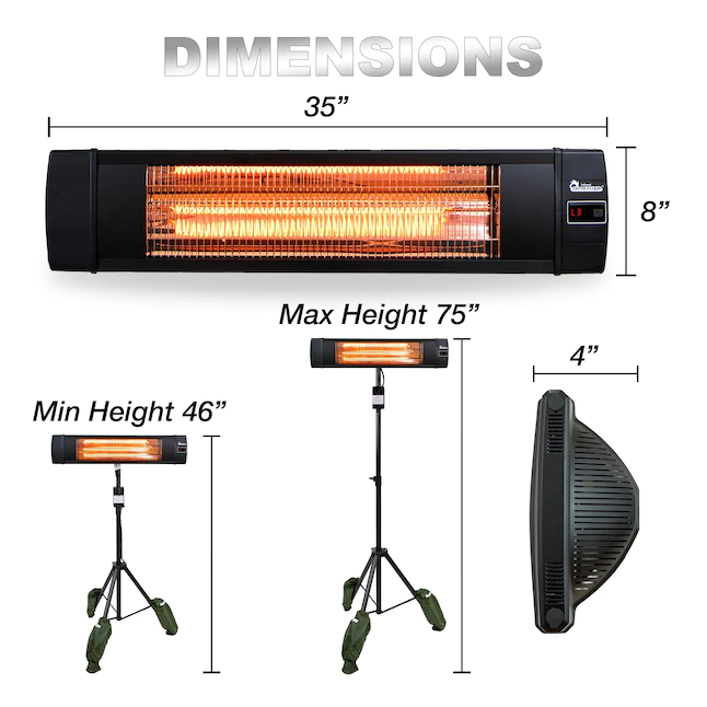 Dr. Infrared Heater DR-338 5200-BTU 120-Volt Black Aluminum Electric Patio Heater