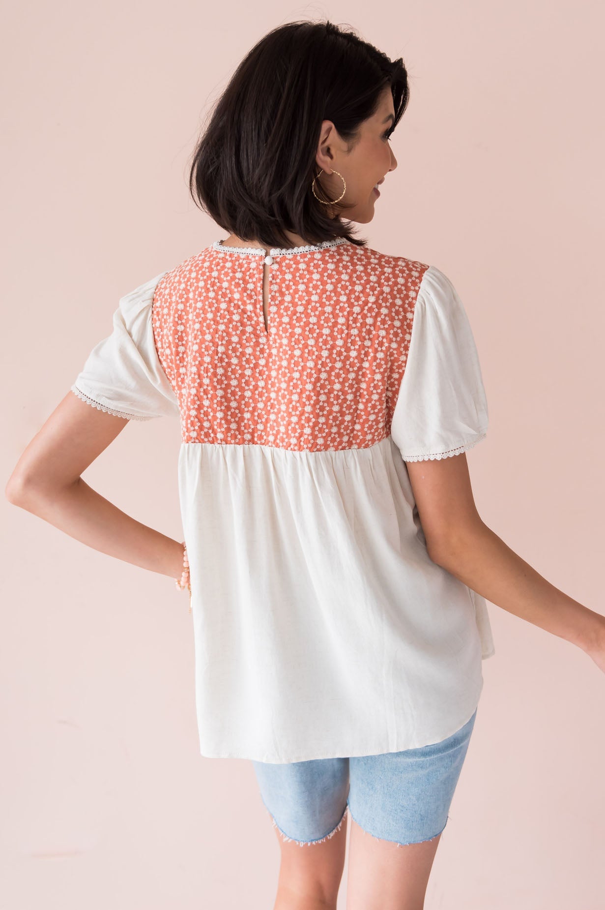 Hopeful Day Modest Embroidered Blouse