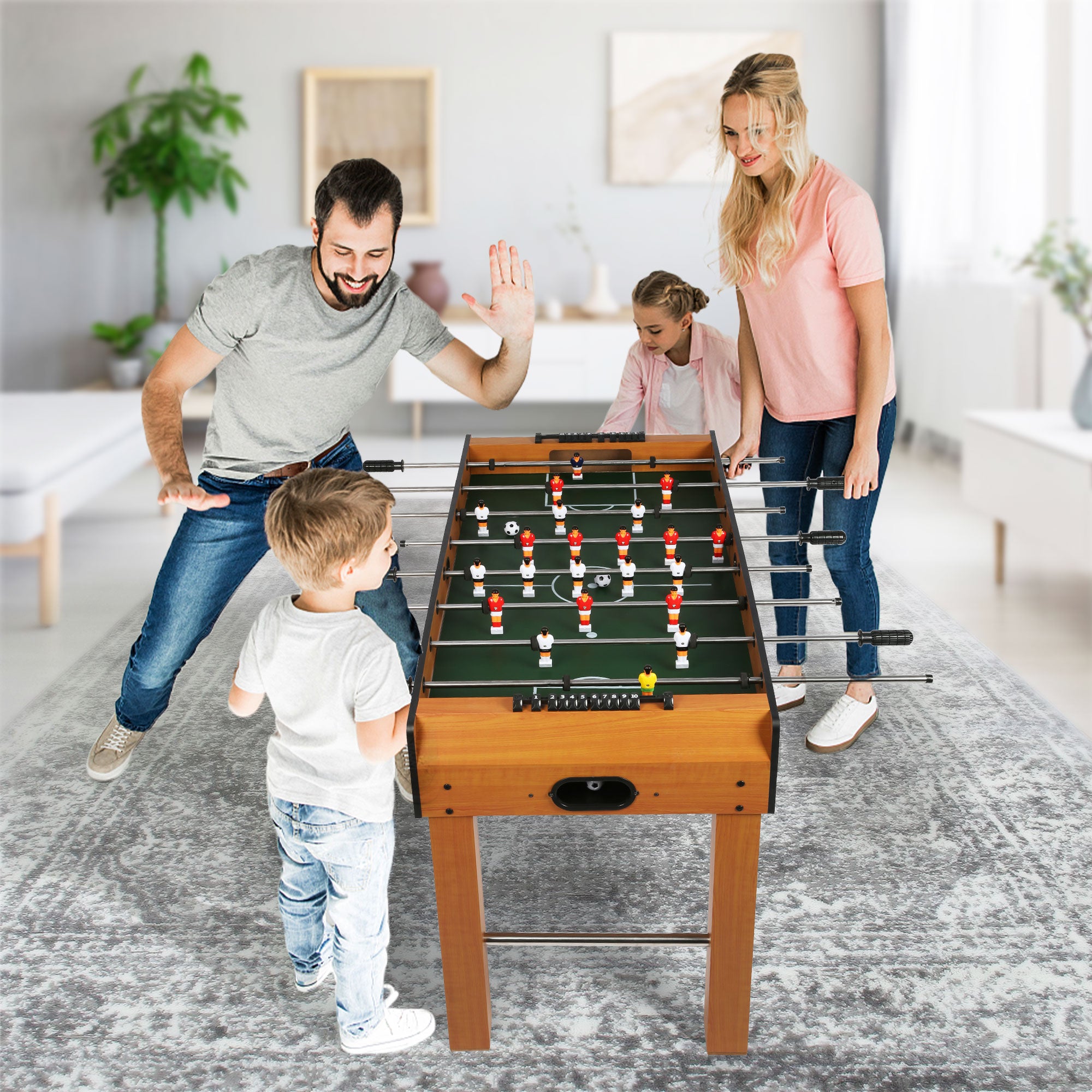 KARMAS PRODUCT 48 Inch Foosball Table Game,Competition Sized Wooden Soccer Games Table for Adults,Kids, Families- Game Rooms Arcades Pub Bars Parties, Oak