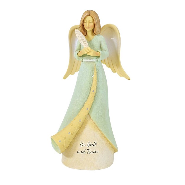 Foundations Be Still And Know Angel One Angel Figurine 7 5 Inches Figurine Bereavement Sympathy 6011543 Polyresin Blue