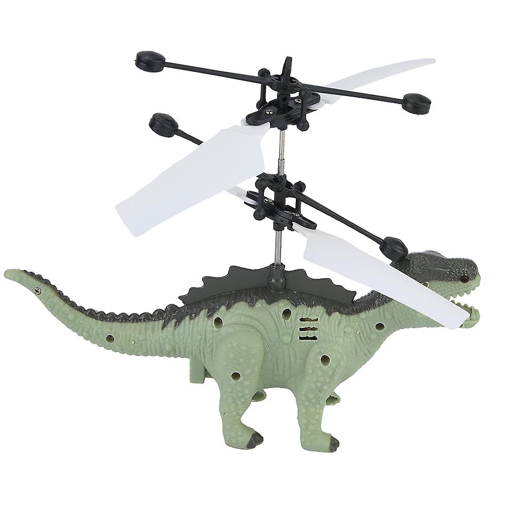 Cute Usb Charging Hand Induction Dinosaur Suspension Aircraft Children Toy With Light Green