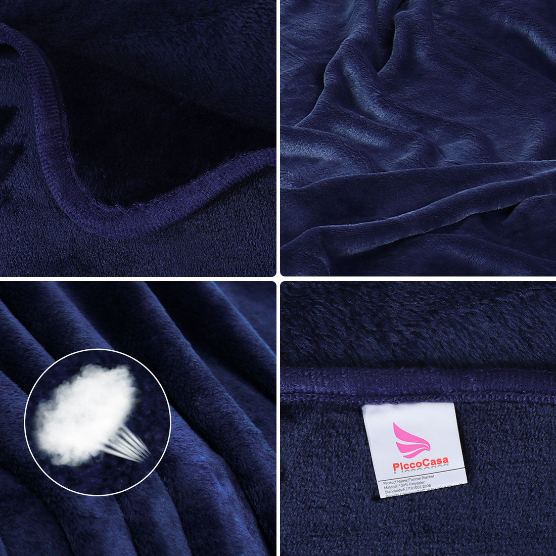 Unique Bargains Flannel Fleece Blanket Soft Luxury Hemmed Navy Blue Twin XL