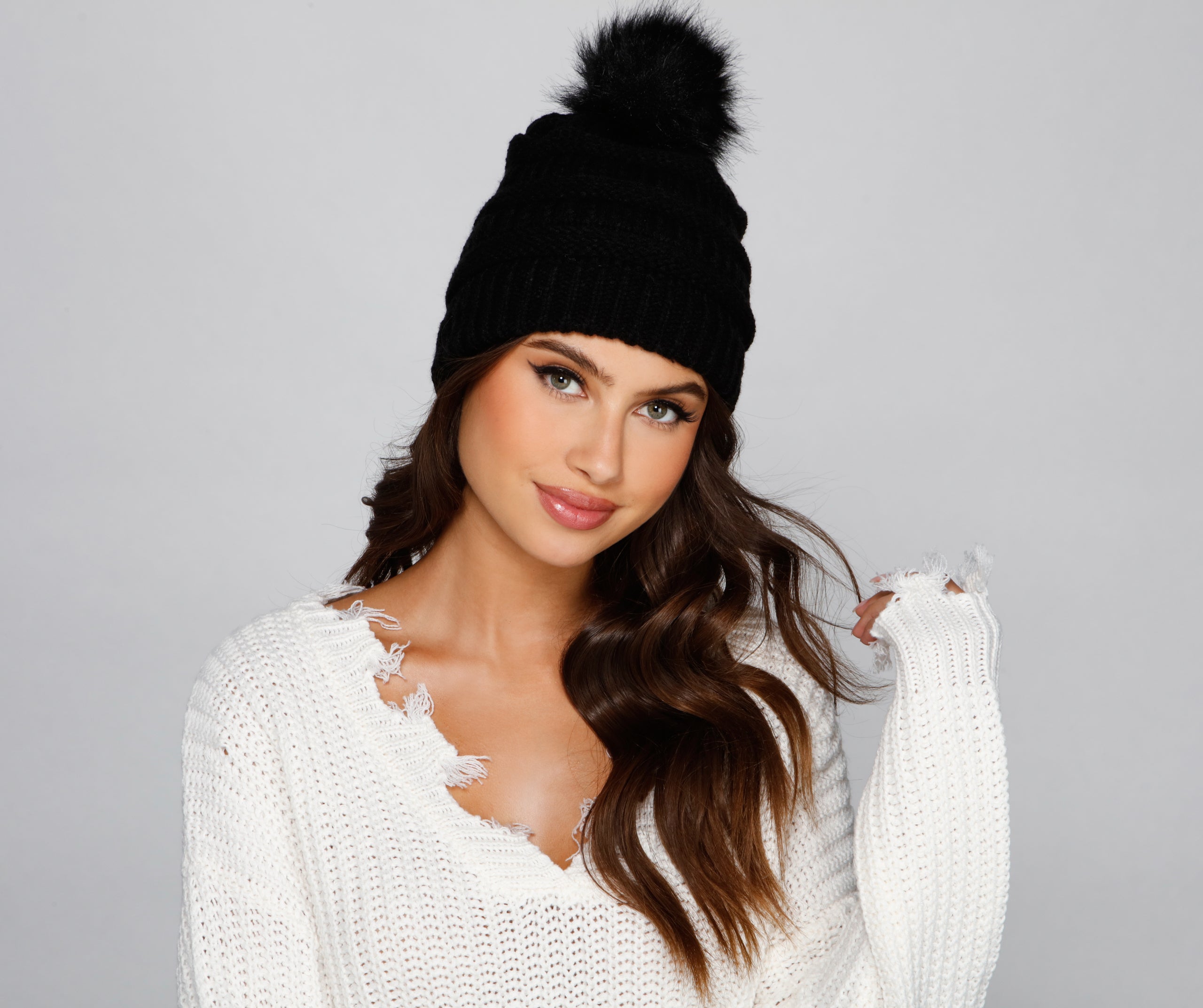 Chilly Days Knit Pom Pom Beanie