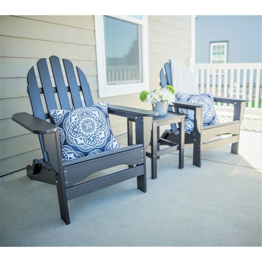 3 piece Recycled Plastic Folding Adirondack Chair/Table Set