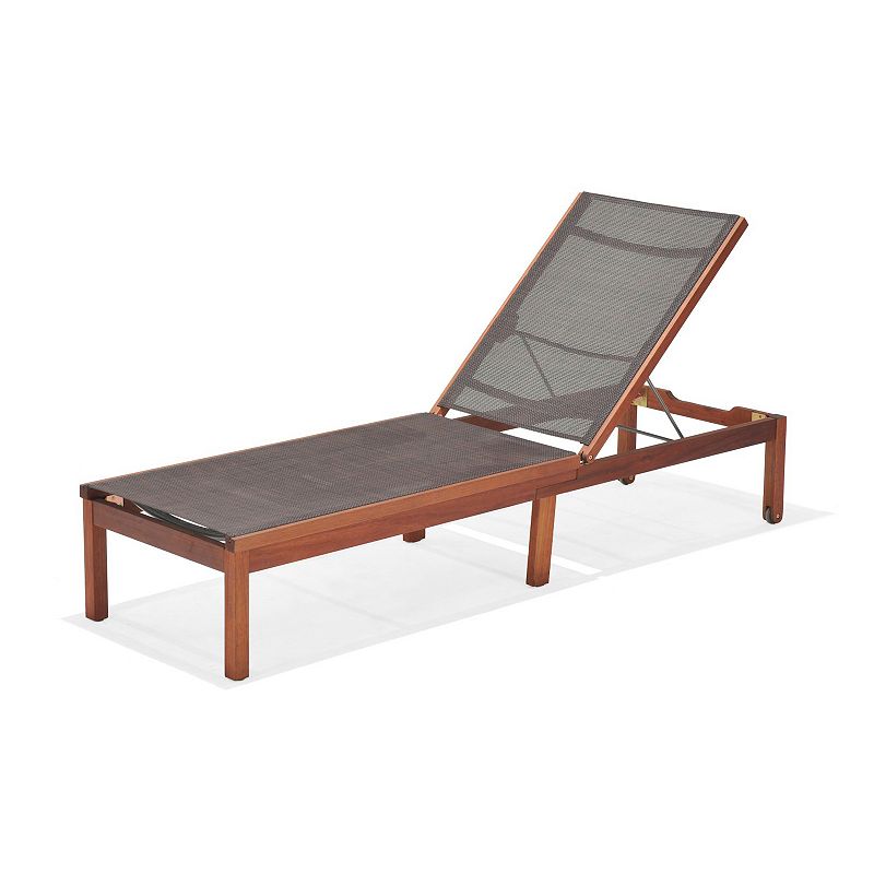 75.5 Brown and Black Zuiderdam Eucalyptus Traditional Patio Lounger