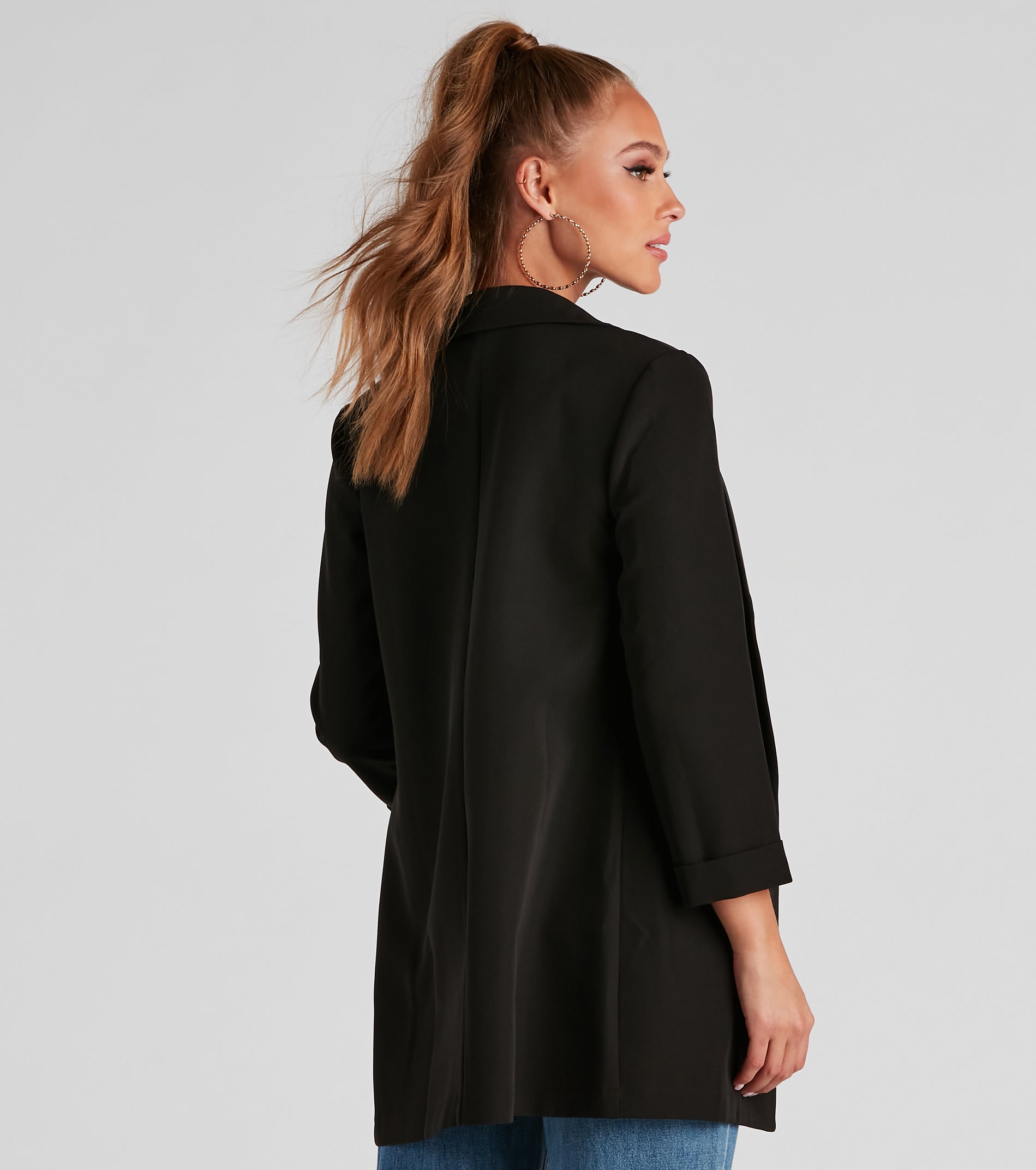 Biz Call 3/4 Sleeve Boyfriend Blazer