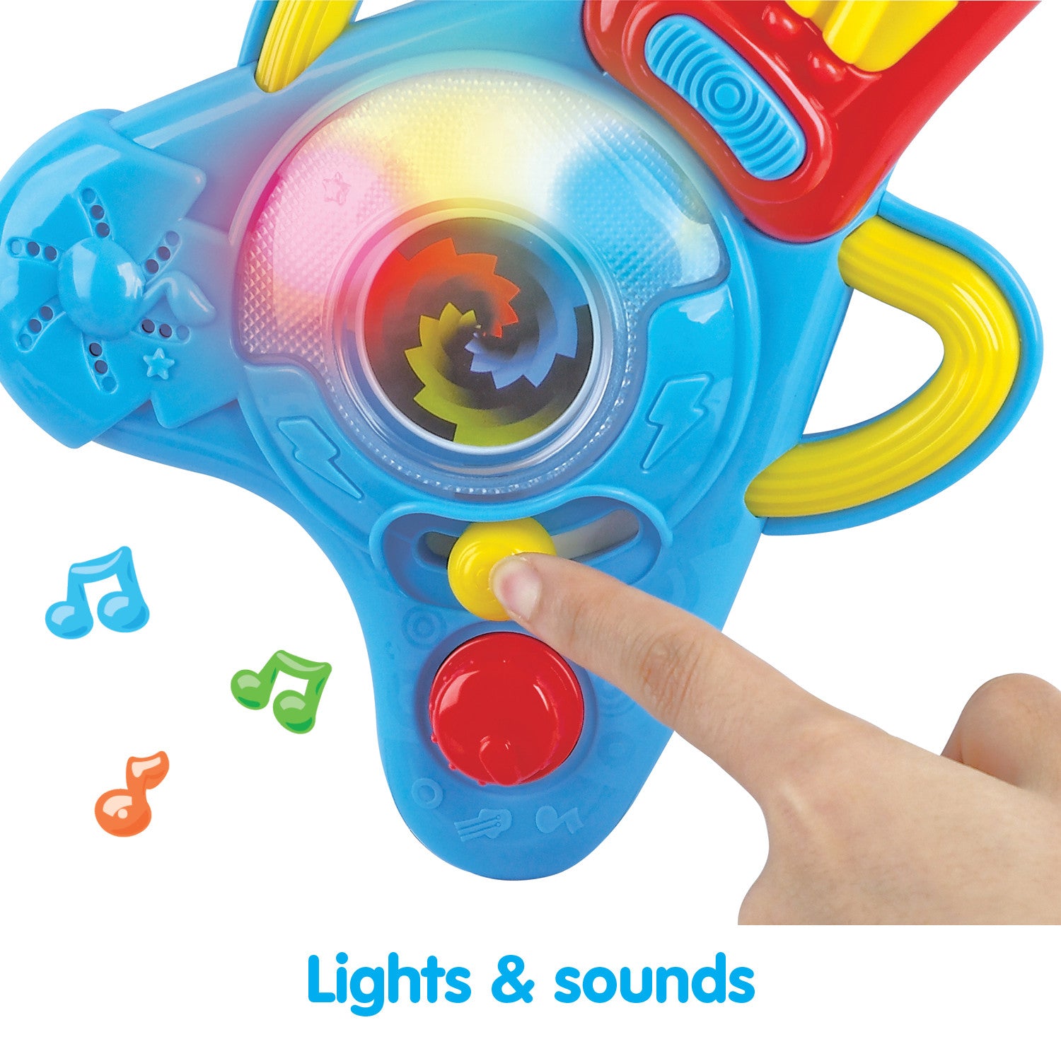 Kidoozie Rock N Glow Musical Guitar， Handheld Toy Instrument with Lights and Sounds for Toddlers 12M+