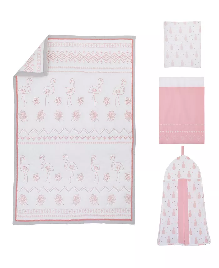 NoJo Tropical Flamingo 4-Piece Crib Bedding Set