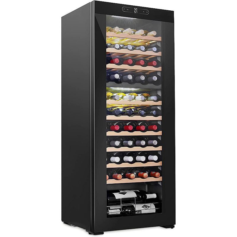 55-Bottle Dual Zone Wine Cooler， Freestanding Wine Fridge with Lock