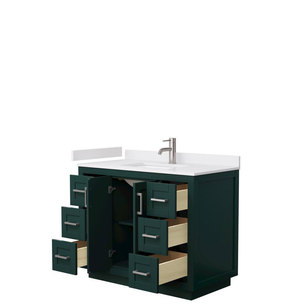 Wyndham Collection Miranda 42 in. W x 22 in. D x 33.75 in. H Single Bath Vanity in Green with White Cultured Marble Top WCF292942SGEWCUNSMXX