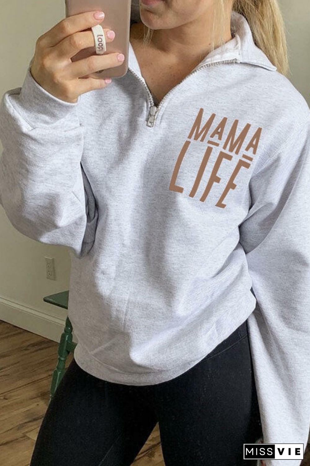 Mama Life Zip it Up Graphee Sweatshirt