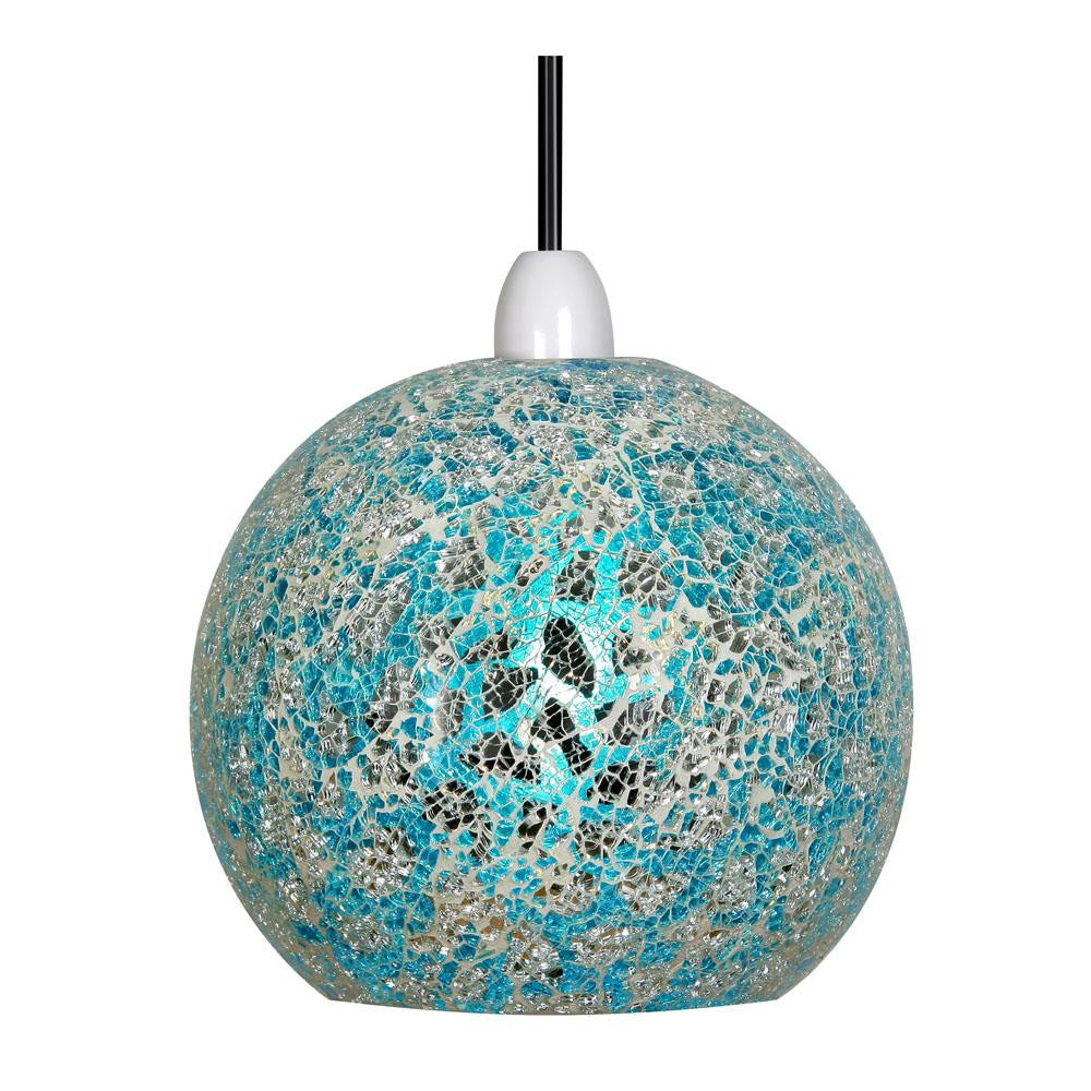 Oaks 1401 BS Faro Blue & Silver Glass Mosaic Non Electric Dome Pendant