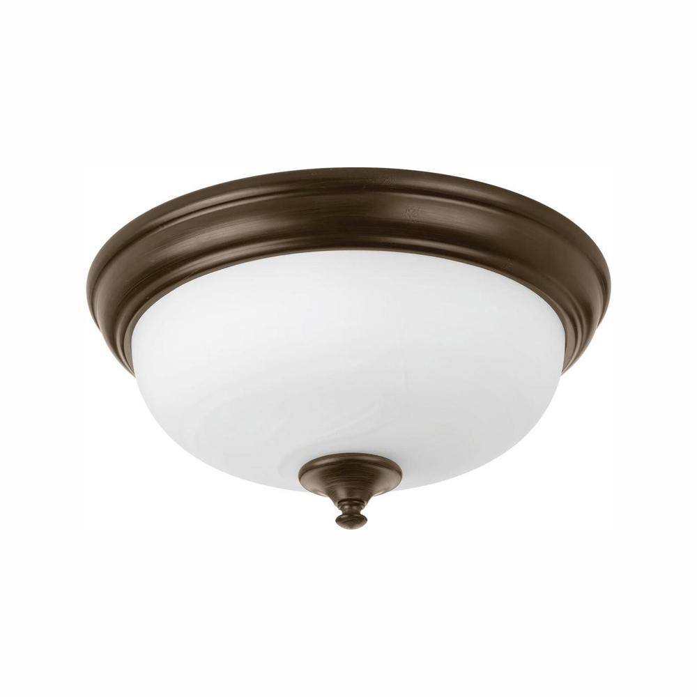 Progress Lighting 13 in. Alabaster Collection 21 -Watt Antique Bronze Integrated LED Flush Mount P350002-020-30