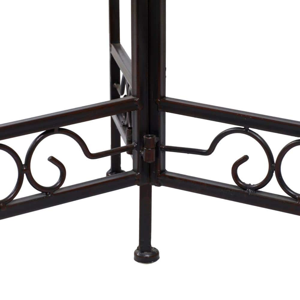 Litton Lane 18 in. Brown Metal Floral Indoor Outdoor 3 Tier Plantstand 41331