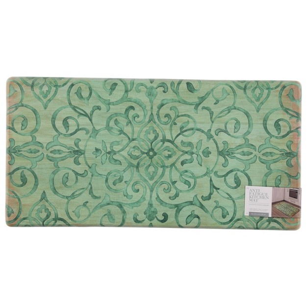 X 20 quot Pvc Rustic Medallion Anti fatigue Kitchen Floor Mat Green J amp v Textiles