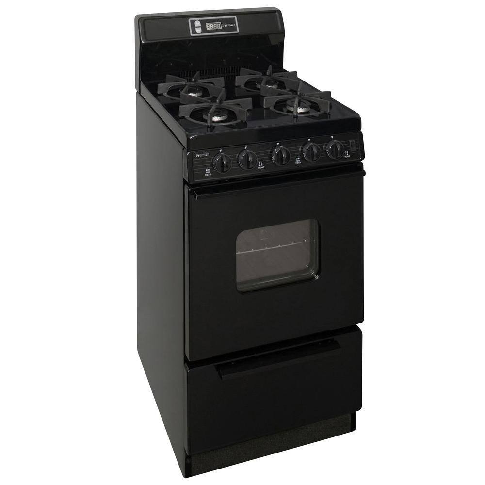 Premier 20 in. 2.42 cu. ft. Freestanding Gas Range with Sealed Burners in Black SHK220BP