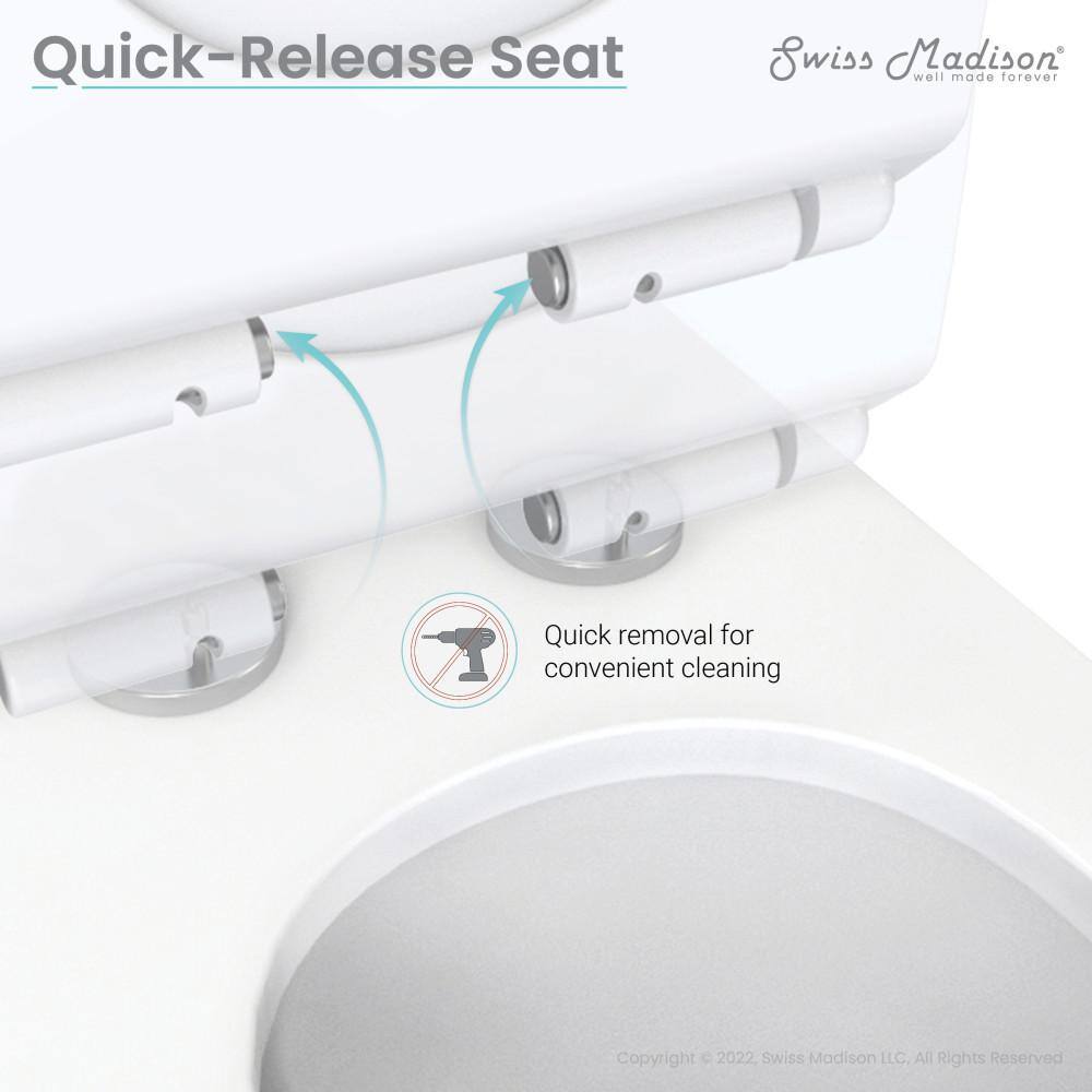 Swiss Madison Virage 1-piece 1.11.6 GPF Touchless Retrofit Dual Flush Elongated Toilet in Glossy White Seat Included SM-1TK118