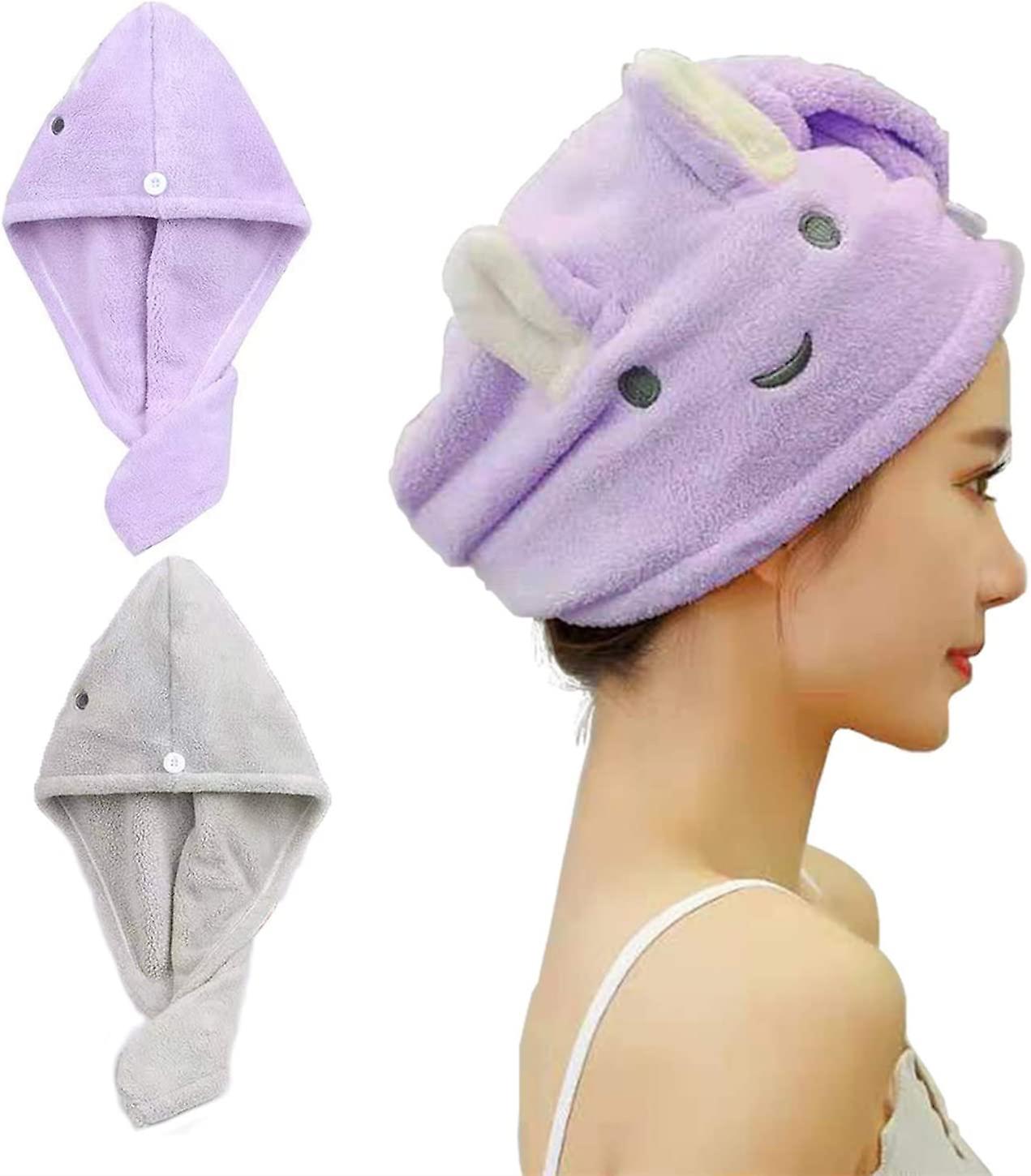 Microfiber Hair Towels Super Absorbent Hair Drying Towel Turban For Women And Girls Quick Magic Hair Dry Hat Hair Towel Wrap Bathing Wrapped Cap 2 Pac